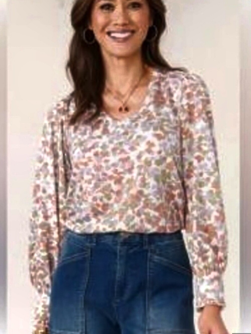 DEMOCRACY Floral BLOUSE brand new SIZE 1X long sleeves